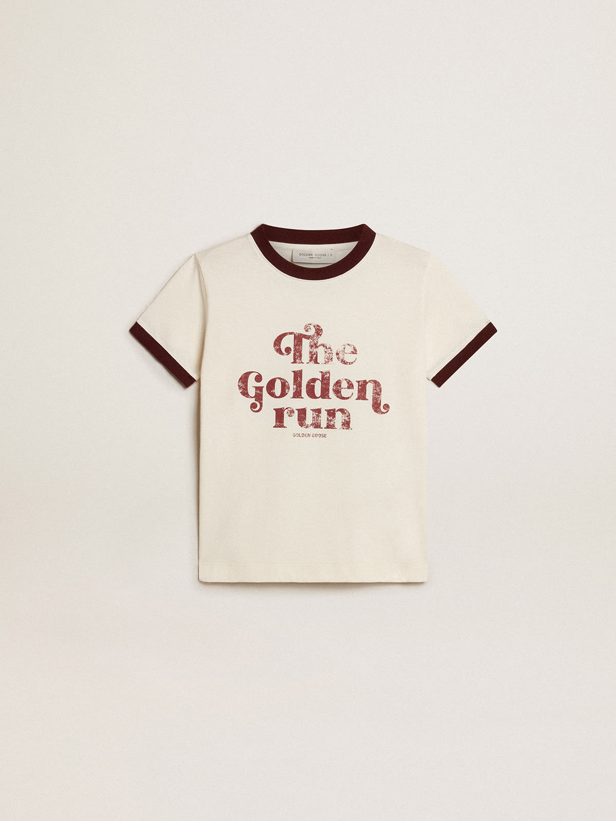 Golden Goose - Boys’ white cotton T-shirt with faded print at the center in 