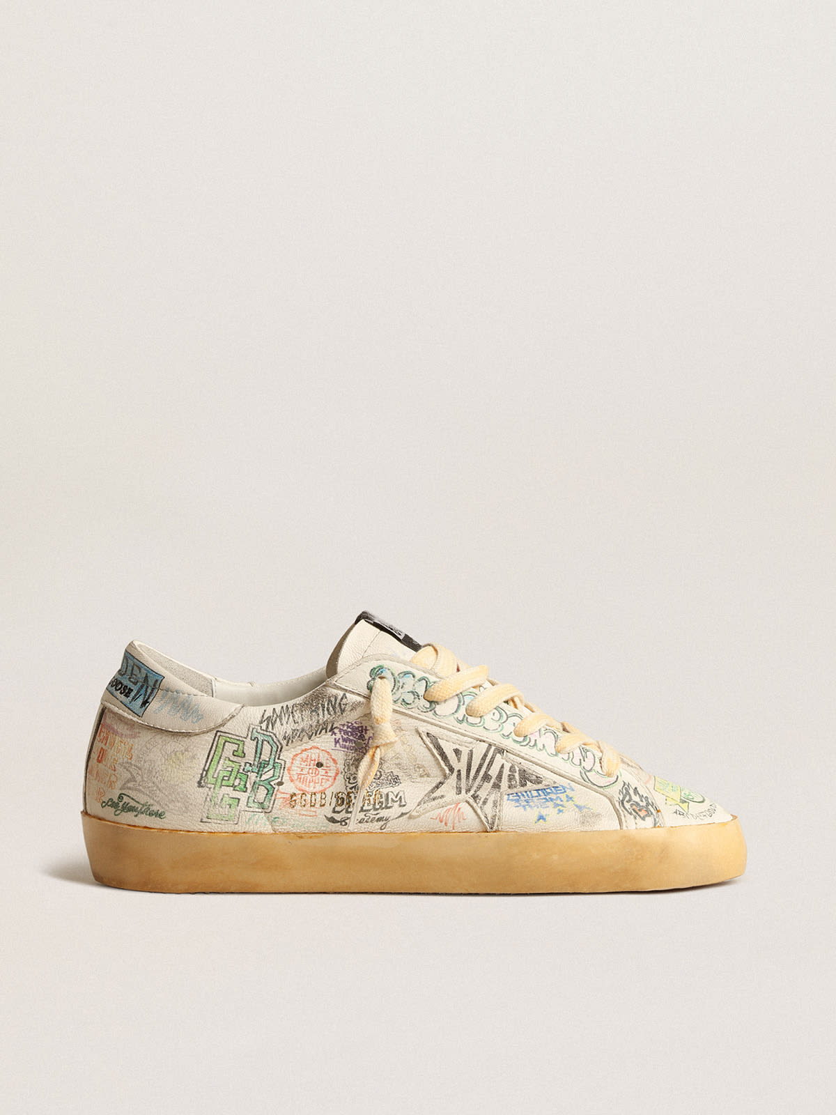 Super-Star in white nappa with all-over multicolor graffiti | Golden Goose