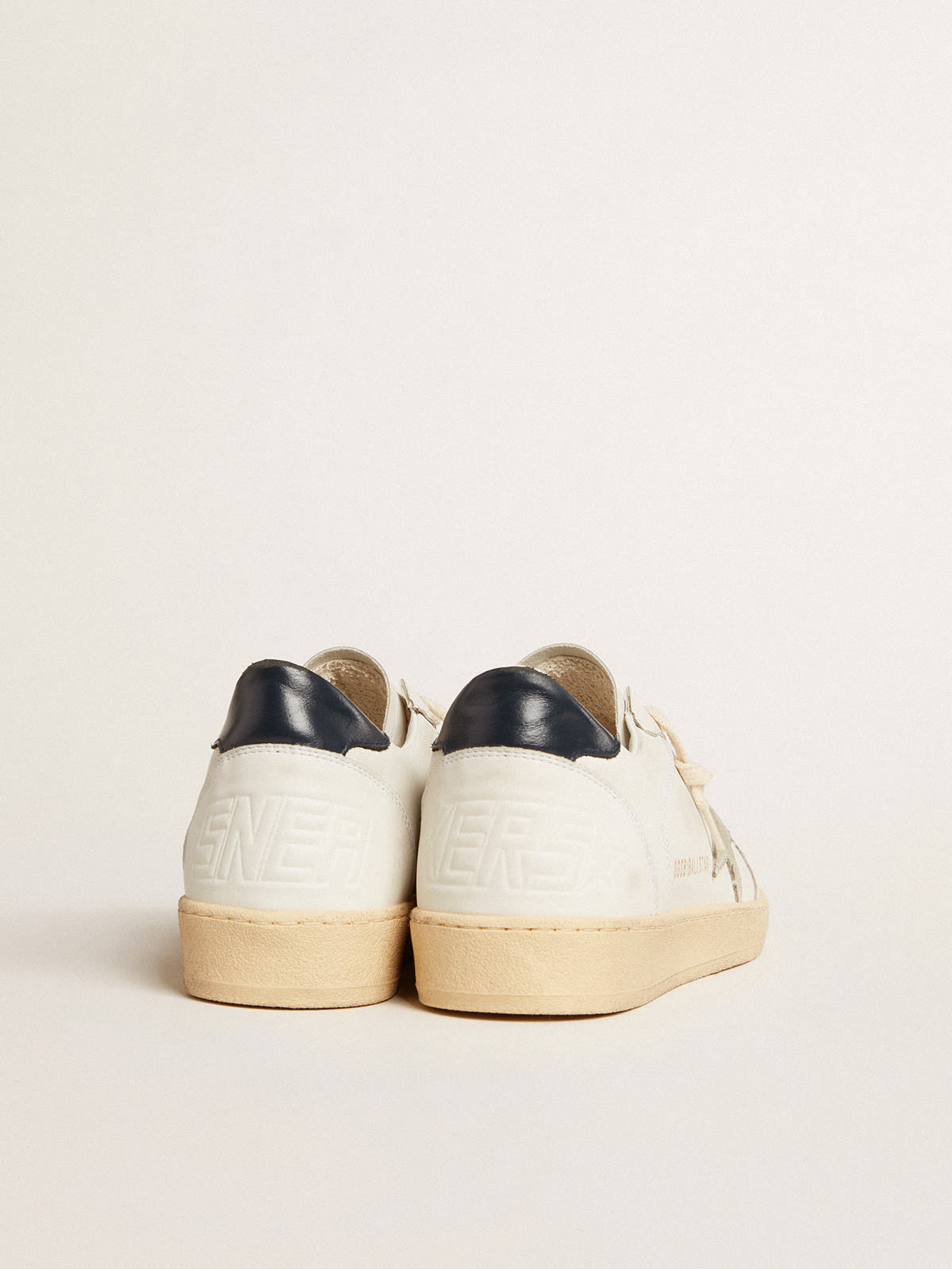 Golden Goose - Ball Star with ice-gray suede star and blue leather heel tab in 