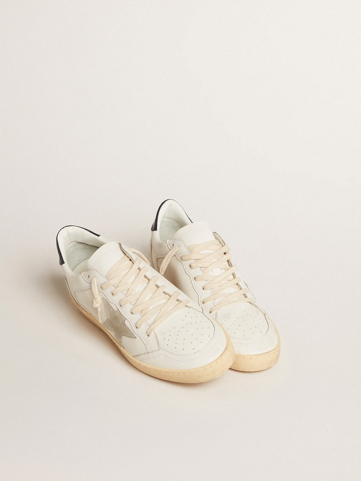 Golden Goose - Ball Star with ice-gray suede star and blue leather heel tab in 