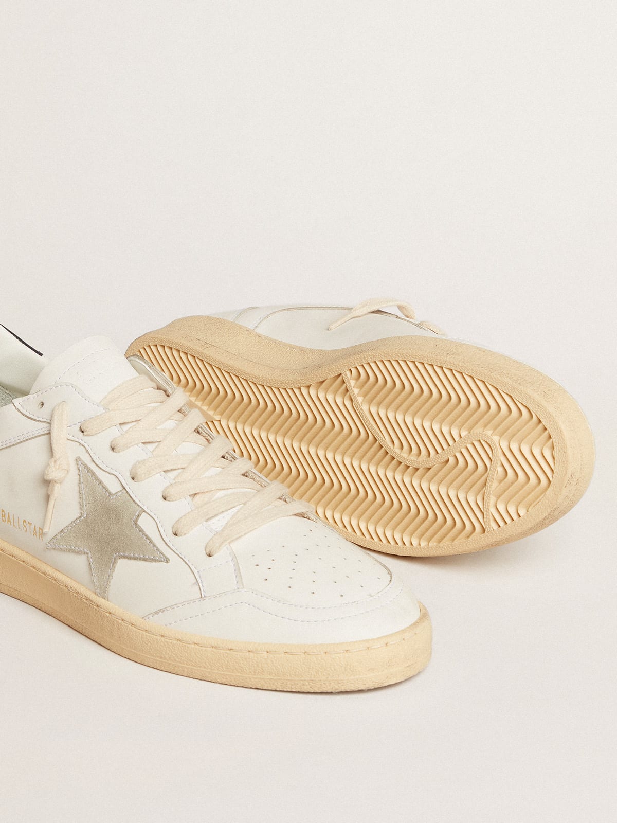 Golden Goose - Ball Star with ice-gray suede star and blue leather heel tab in 