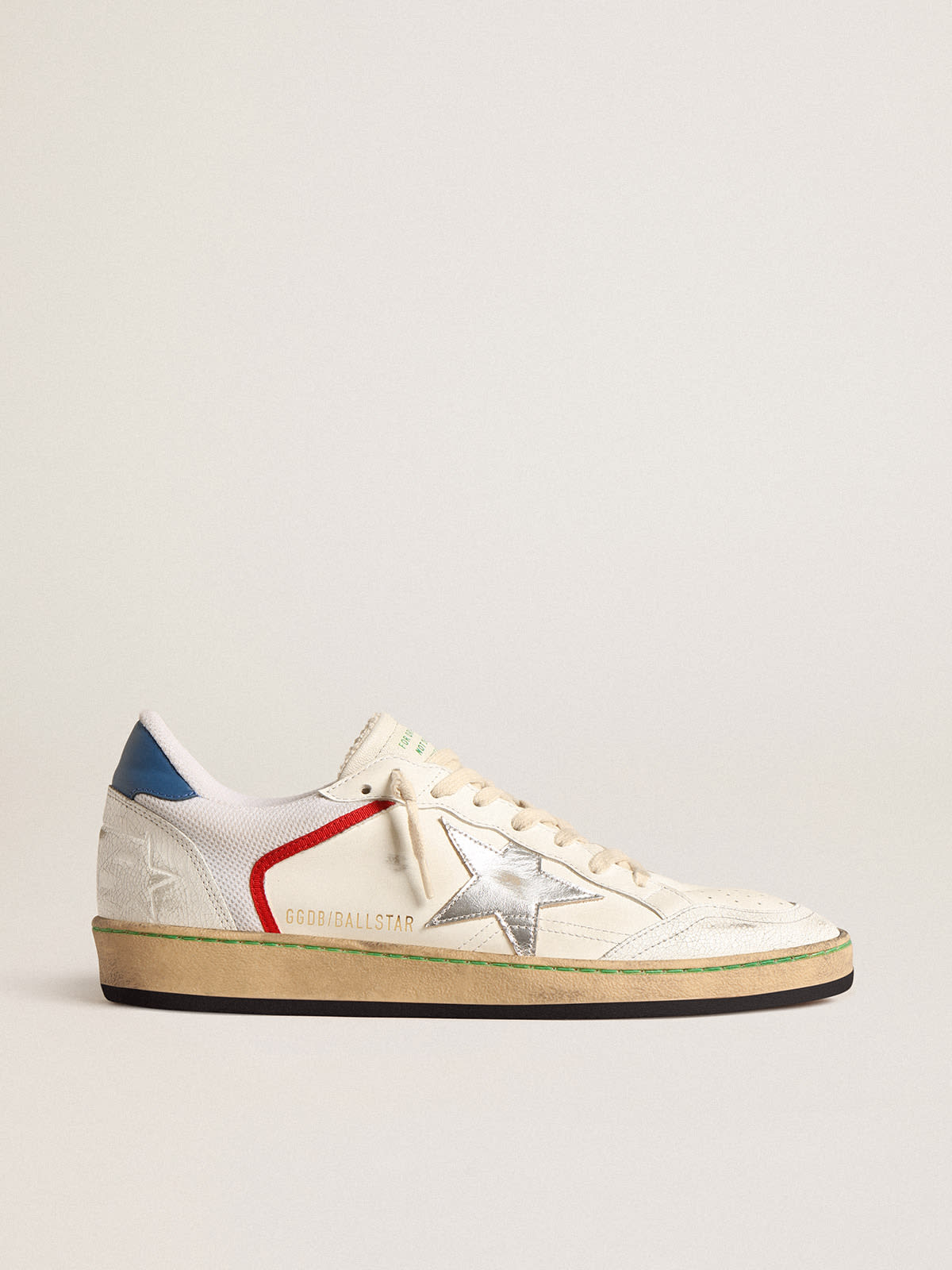 Golden Goose - Ball Star in nappa and mesh with silver metallic leather star in 