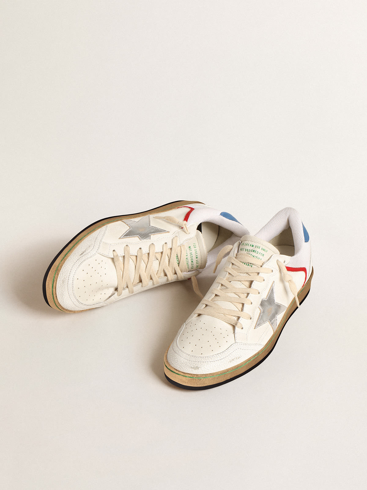 Golden Goose - Ball Star in nappa and mesh with silver metallic leather star in 