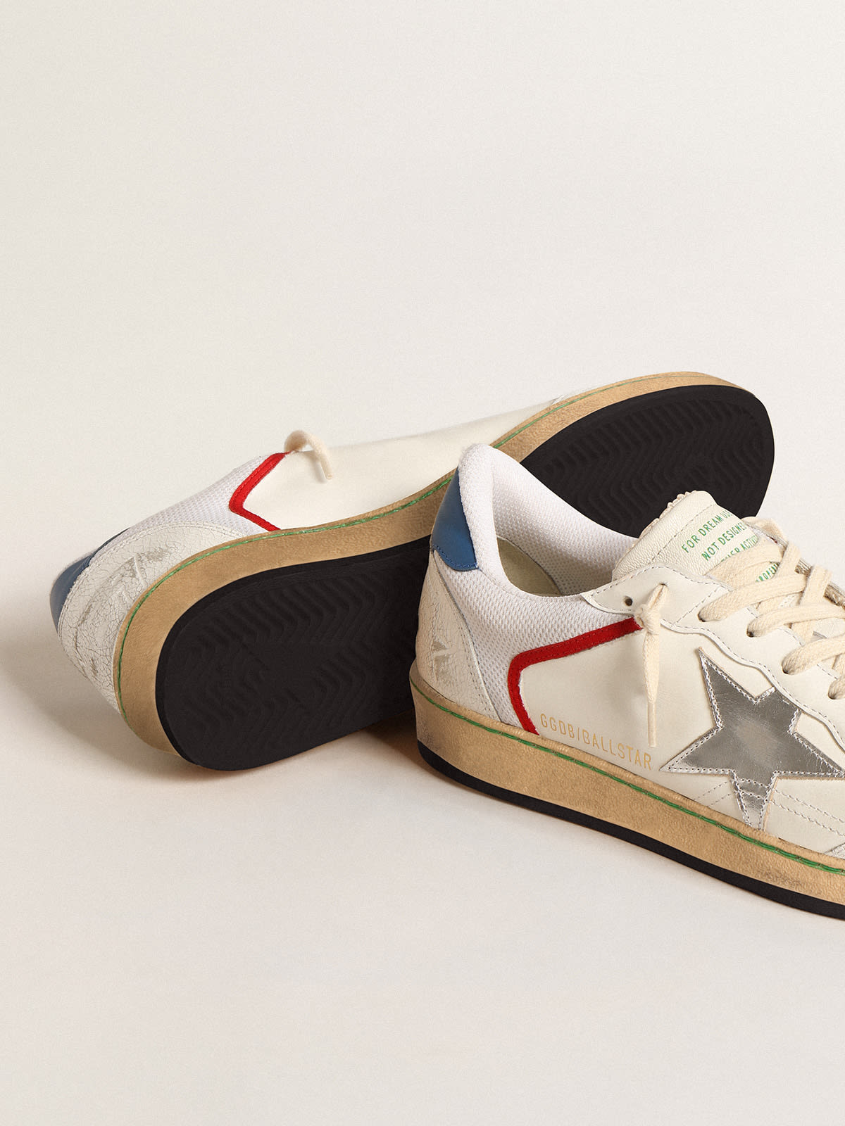 Golden Goose - Ball Star in nappa and mesh with silver metallic leather star in 