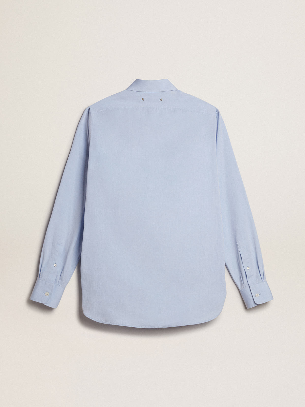 Golden Goose - Camisa azul bebé en algodón con bordado en el bolsillo in 