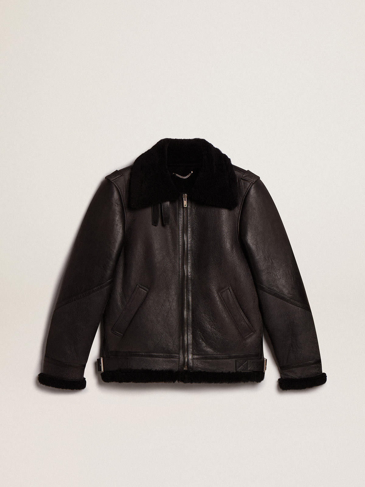 Zara black shearling outlet coat