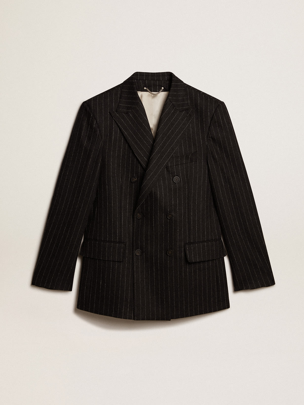 Men's double-breasted blazer in gray melange wool