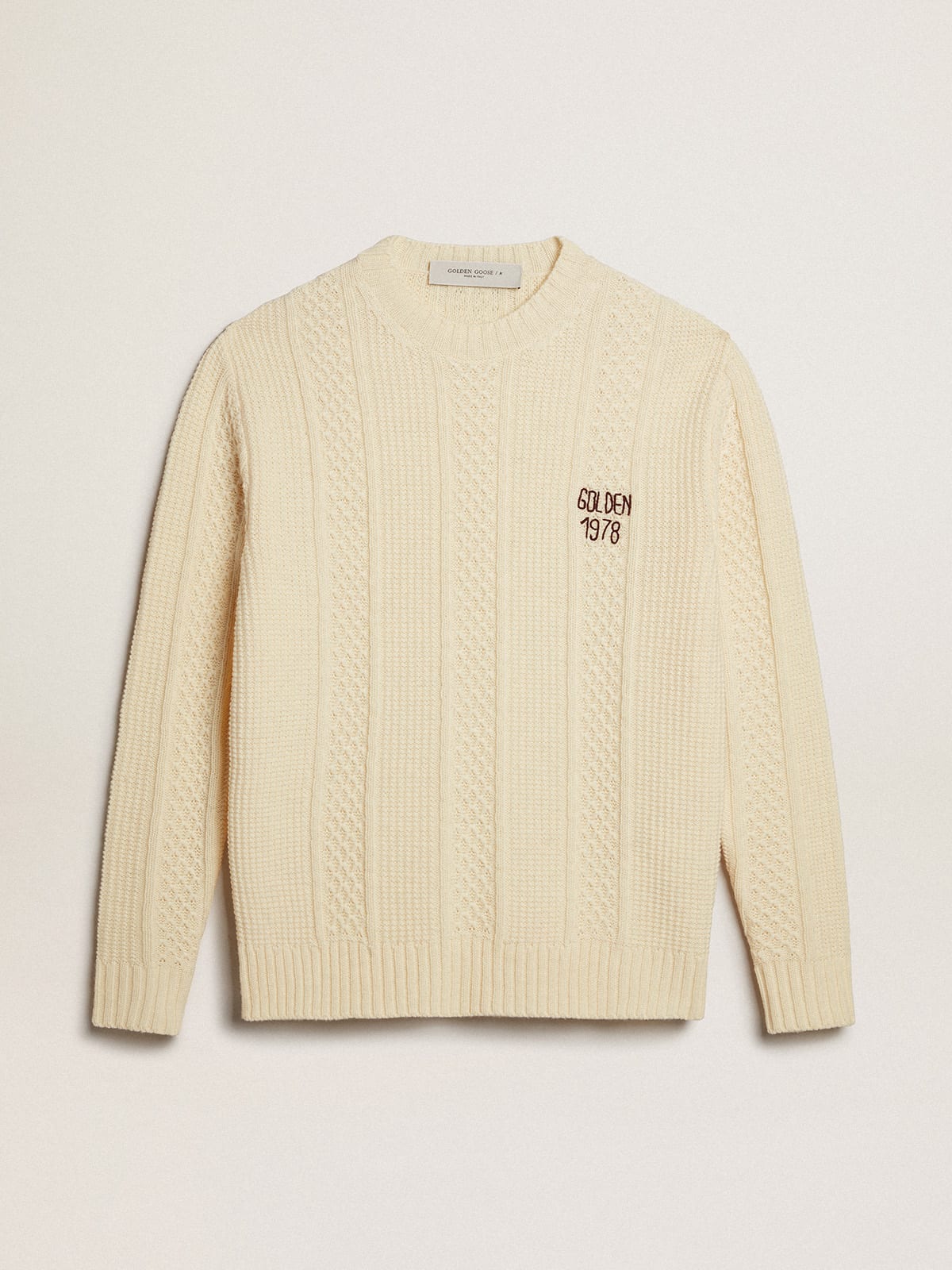 Golden Goose - Round-neck sweater in wool with embroidery on the heart in 