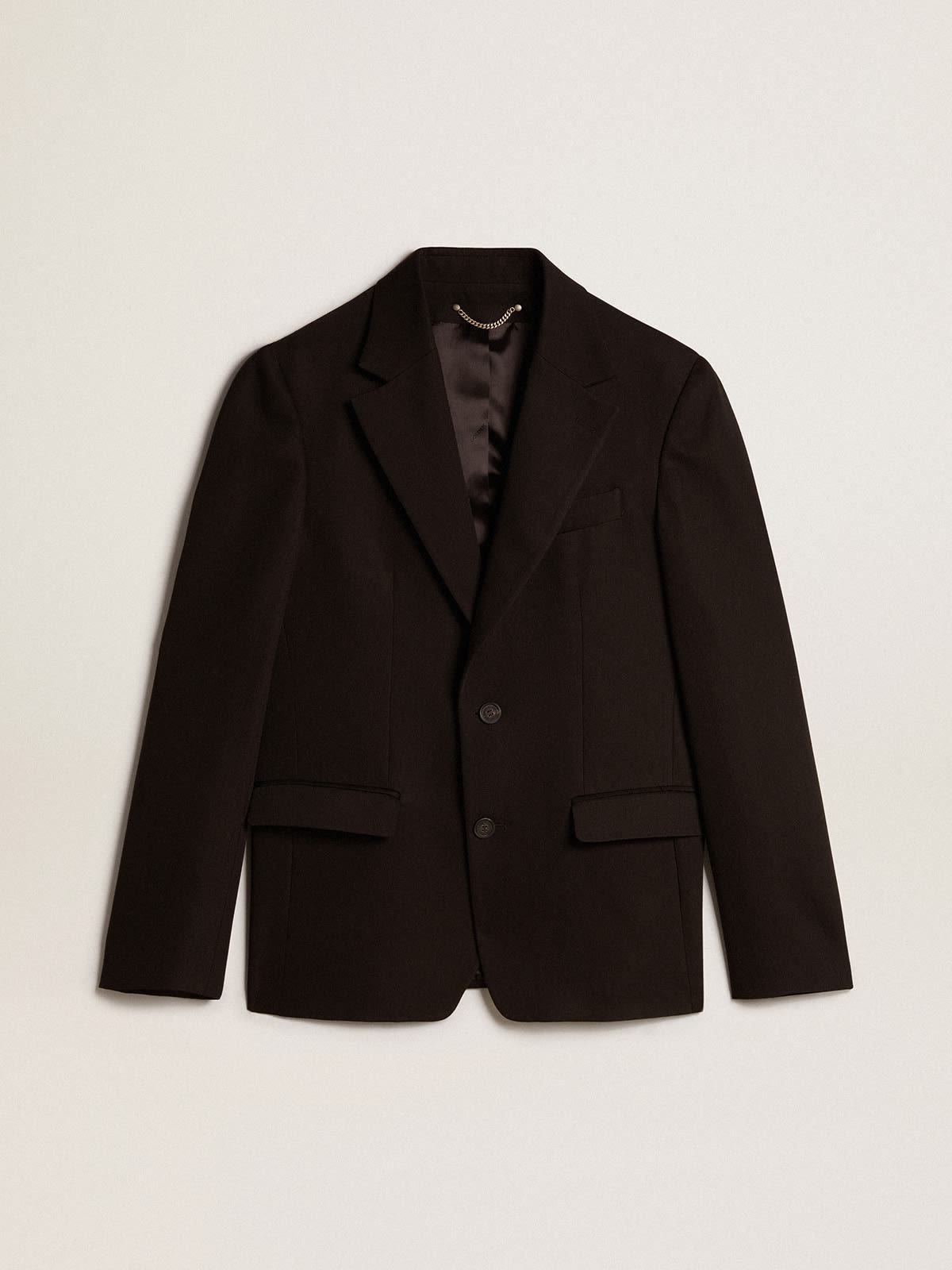 Black wool and viscose blend single-breasted blazer