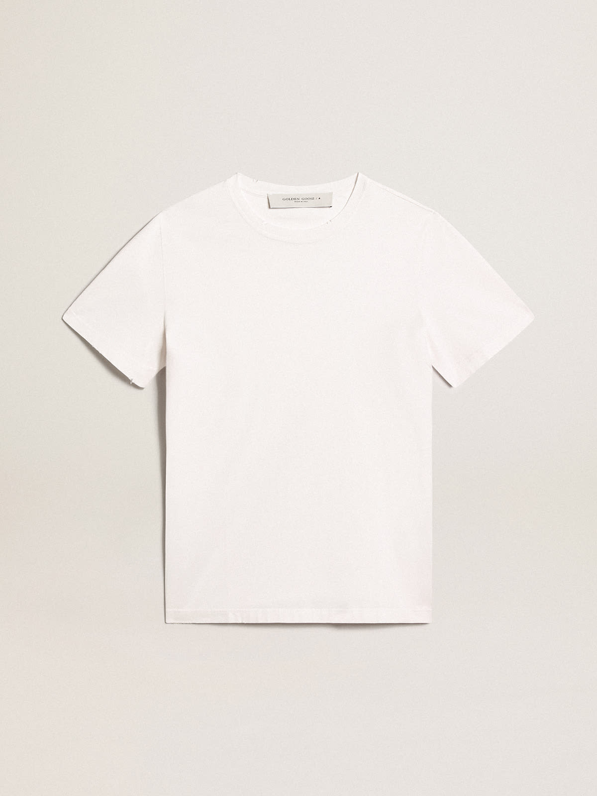 Golden Goose - Camiseta blanca con tratamiento desgastado para hombre in 