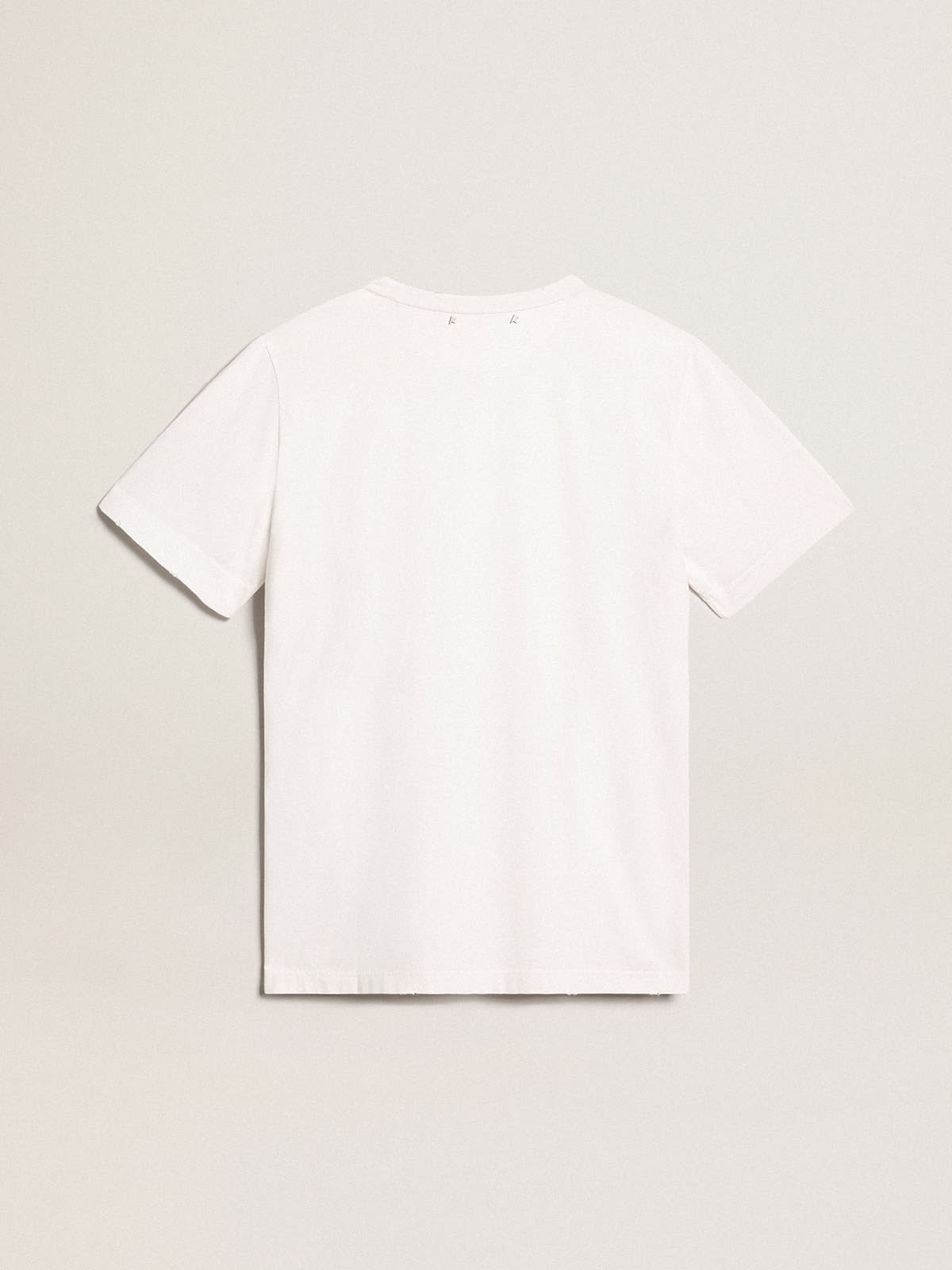 Golden Goose - Weißes Herren-T-Shirt mit Used-Optik in 