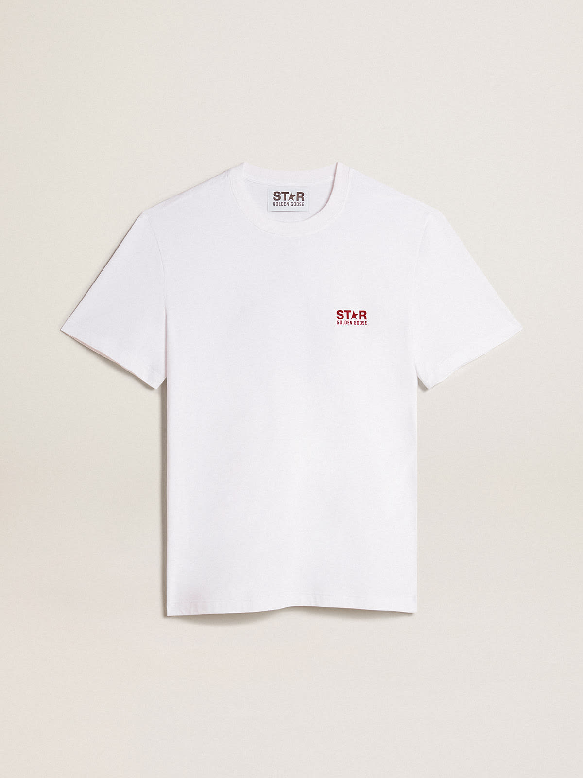 Pale pink men's T-shirt with lettering in the center