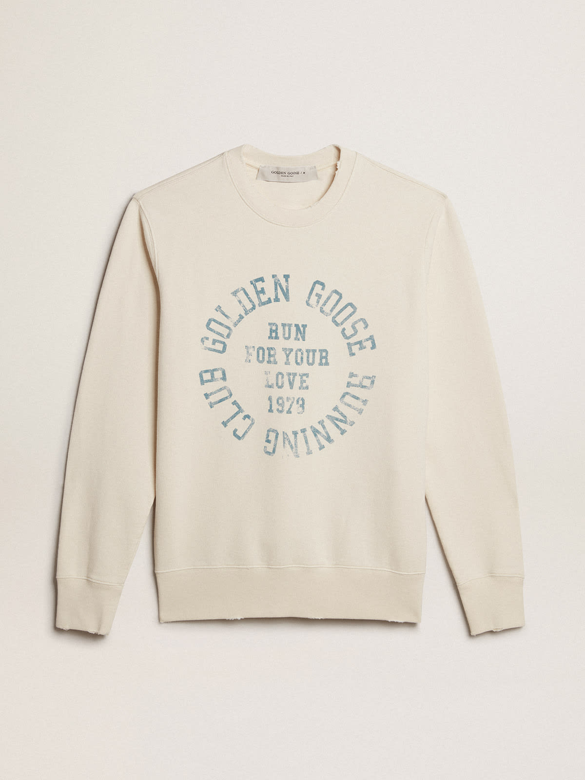 Golden Goose Green Distressed Sweatshirt 'Beech' - GMP01223