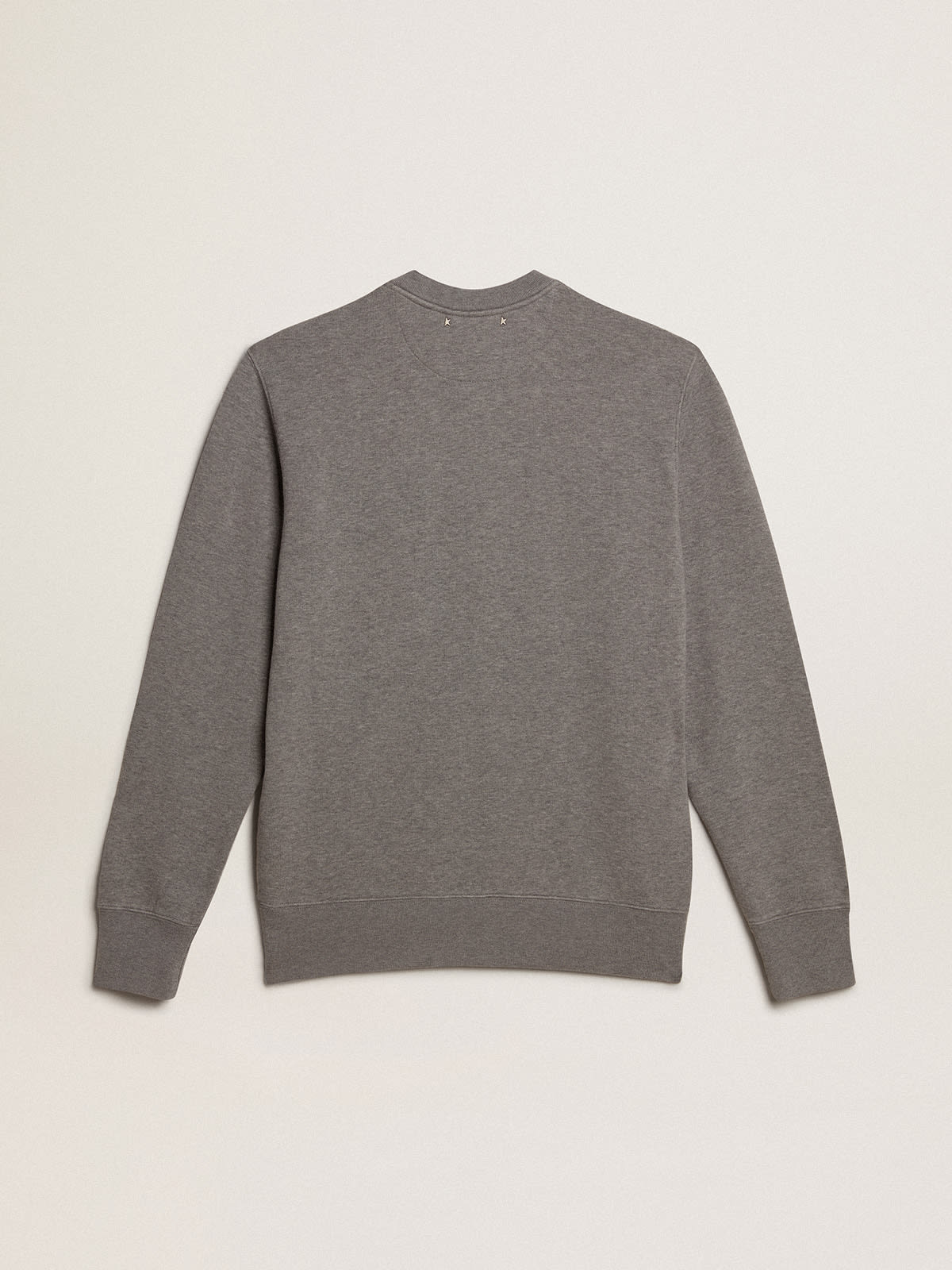 Golden Goose - Sweat-shirt gris chiné en coton avec inscription brodée in 