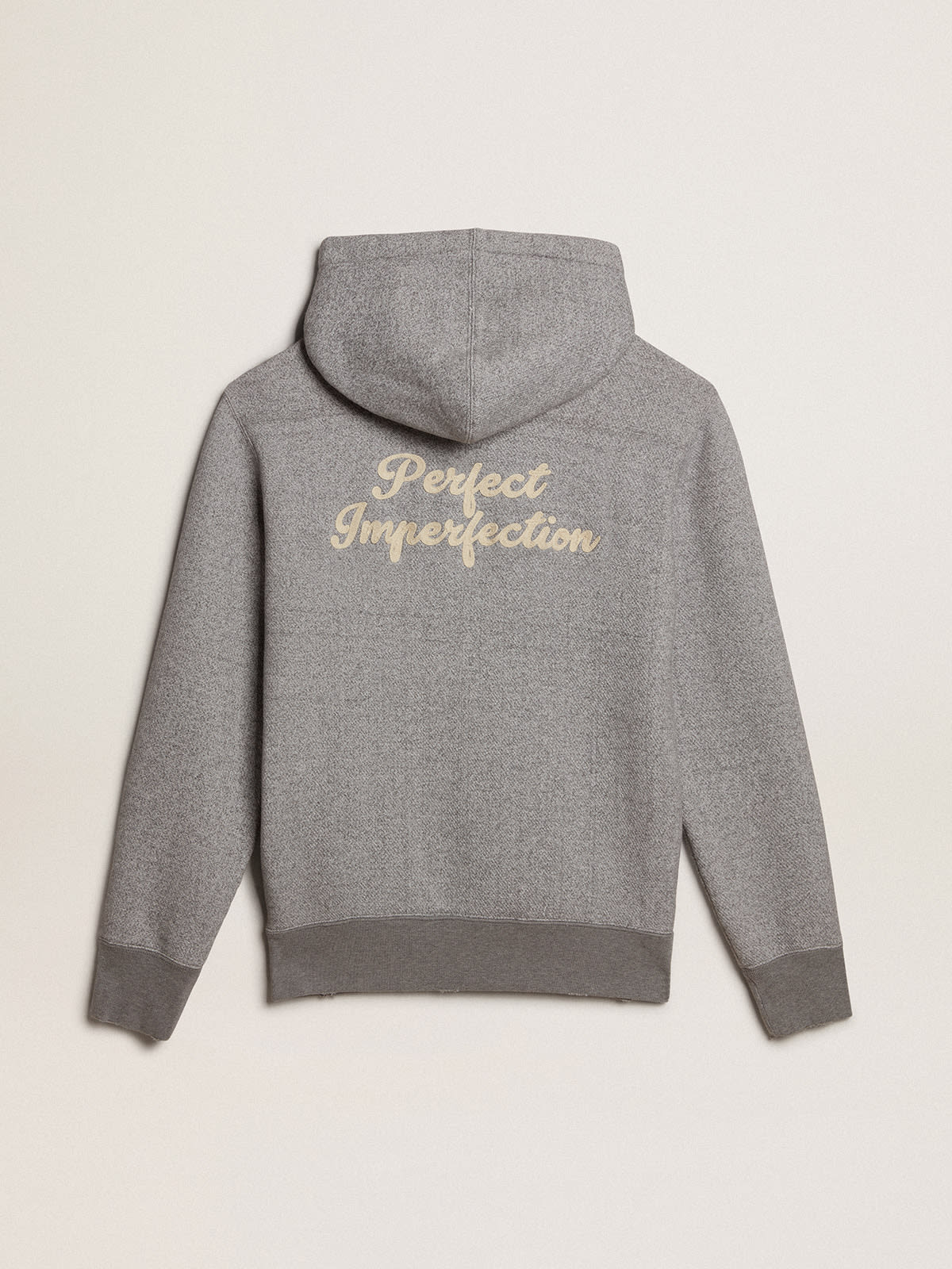 Gray melange cotton sweatshirt with hood