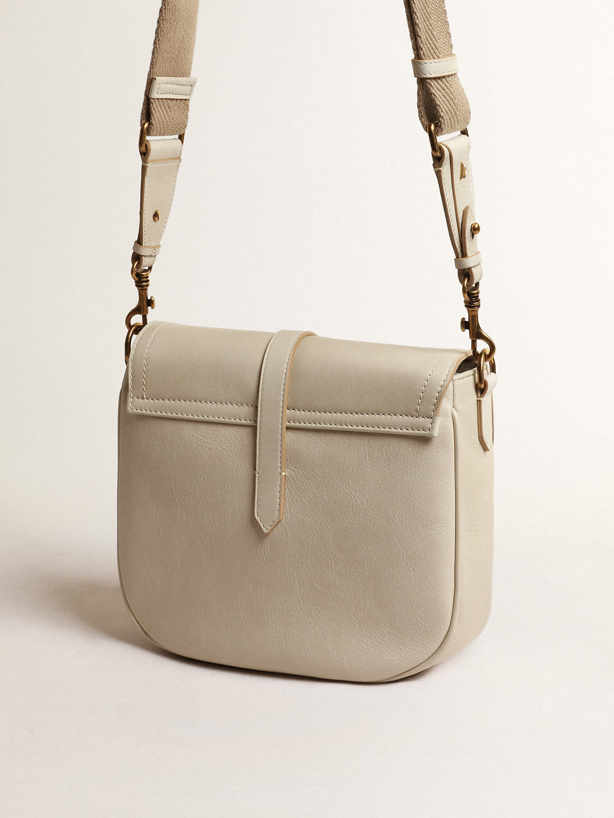 Golden Goose - Medium Sally Bag in porcelain leather with buckle and contrasting shoulder strap in 