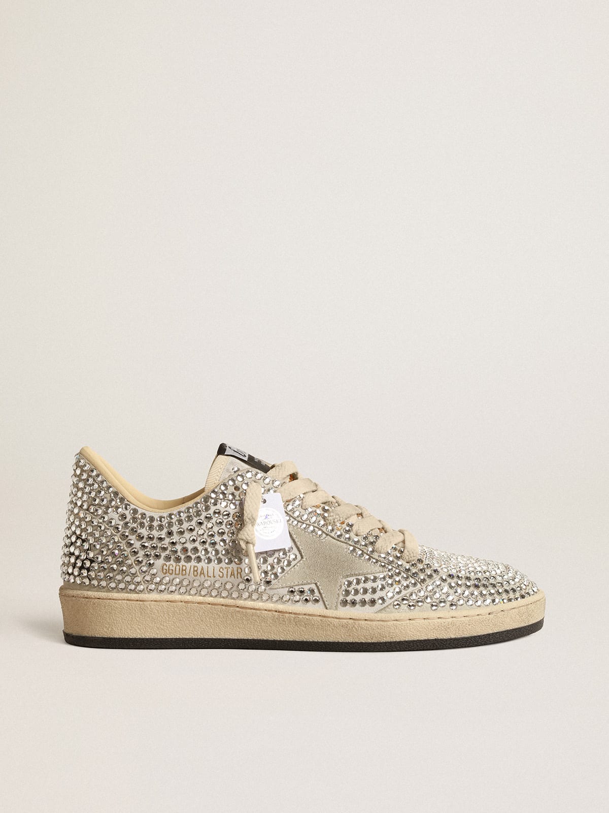 Ball Star LTD with Swarovski crystals and gray suede star | Golden Goose