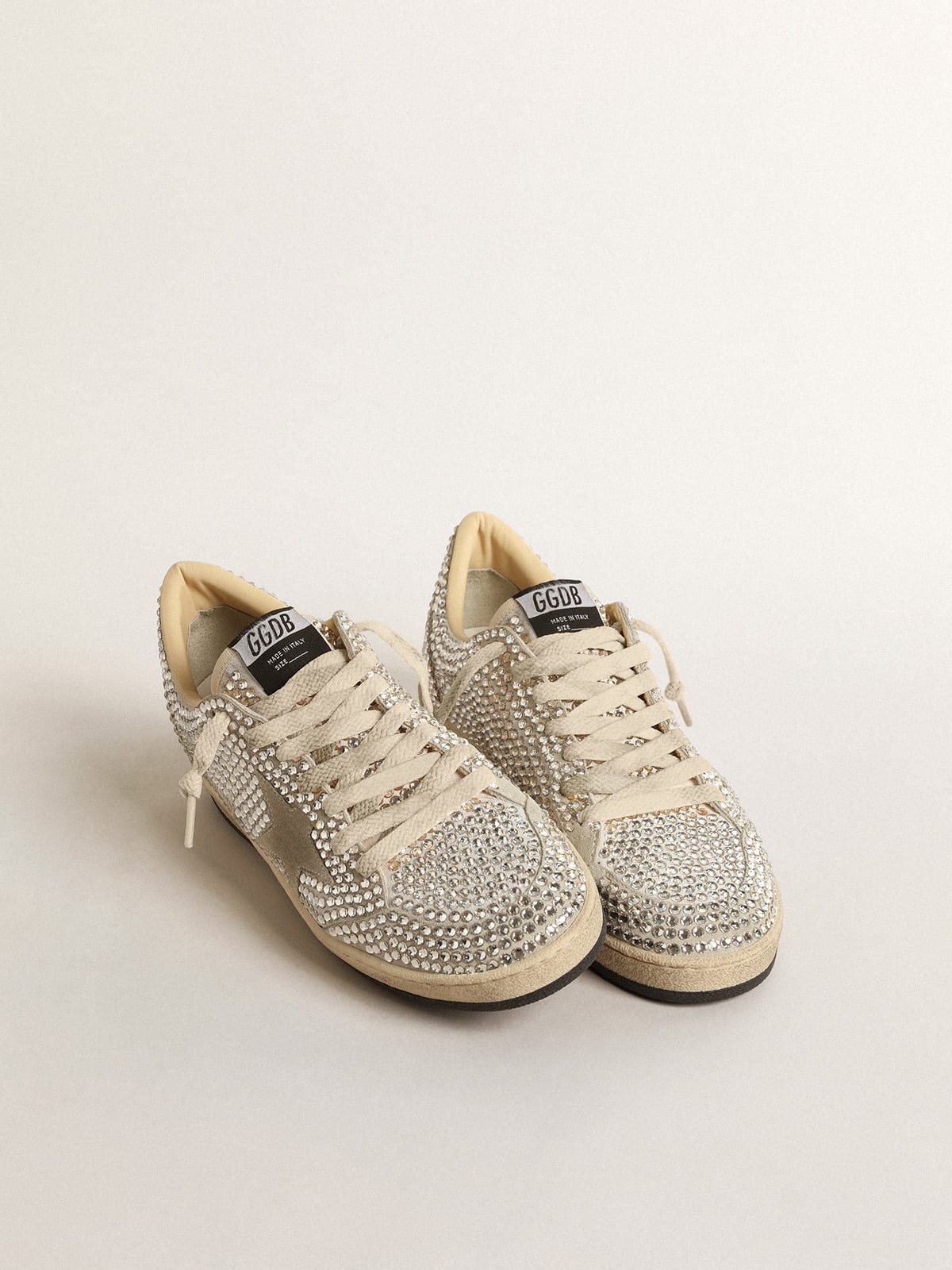 Golden Goose - Ball Star LTD with Swarovski crystals and gray suede star in 