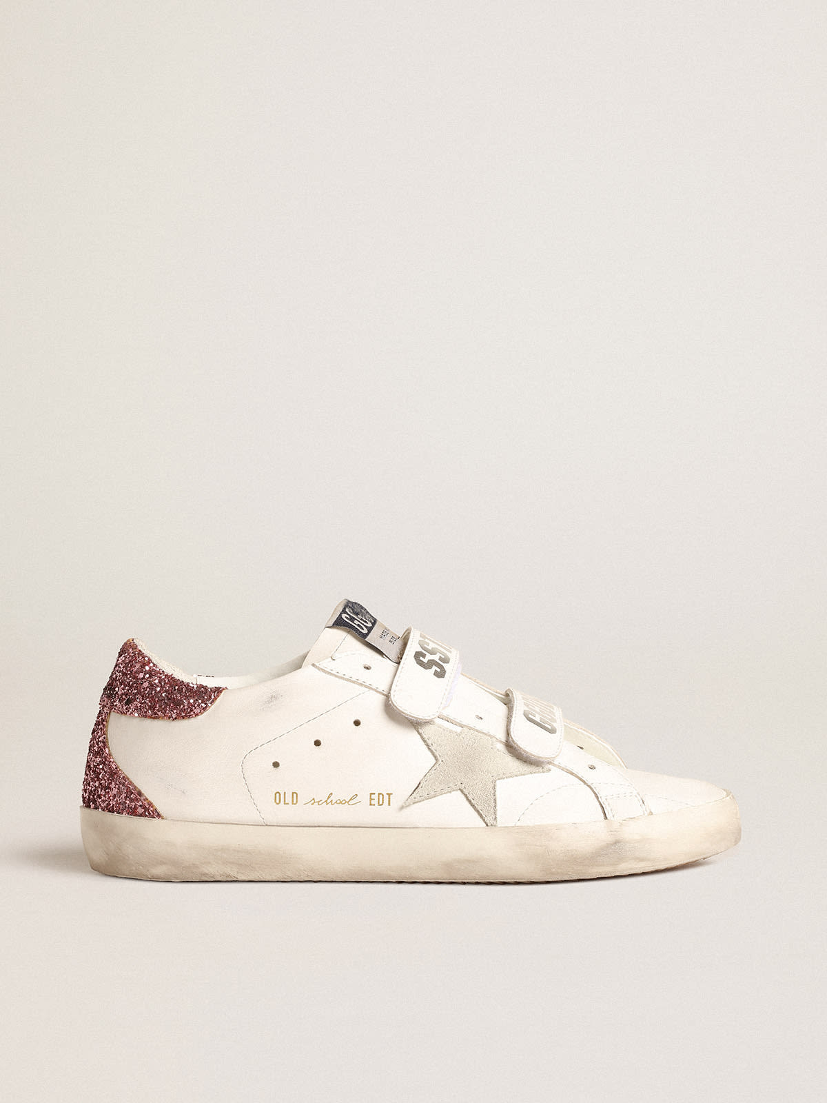 Golden Goose - Old School with ice-gray suede star and glitter heel tab in 