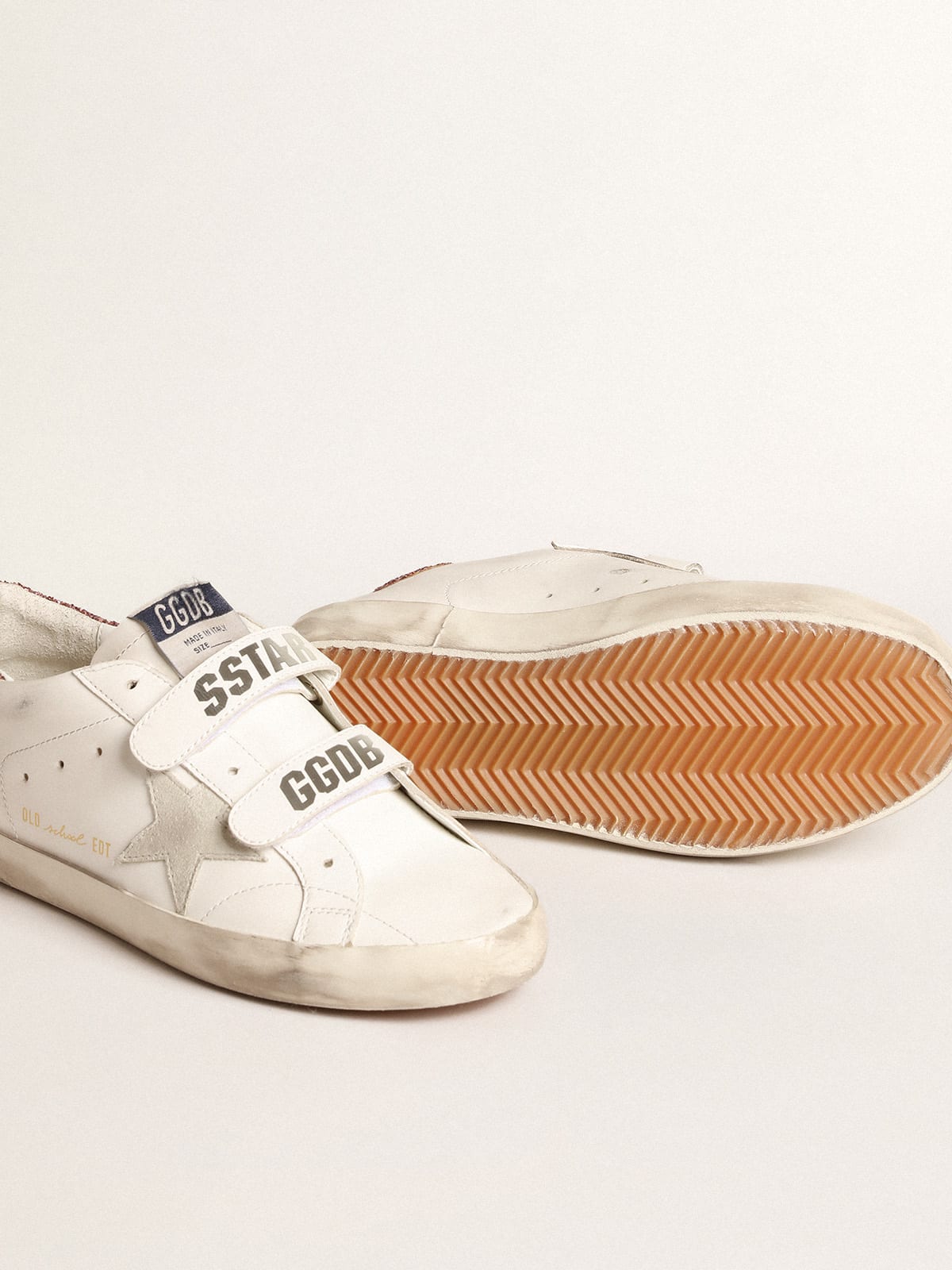 Golden Goose - Old School with ice-gray suede star and glitter heel tab in 