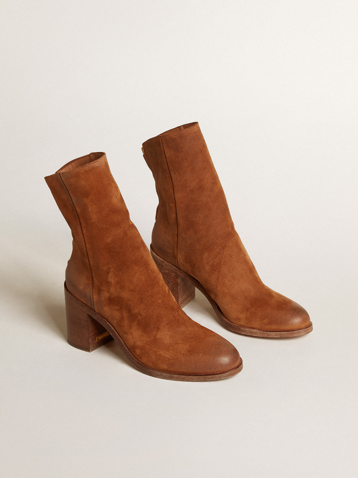 Cognac block hot sale heel booties