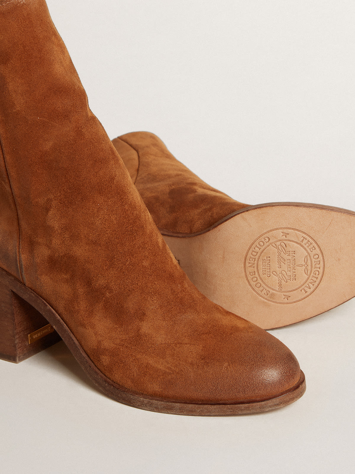 Vivienne ankle boots in cognac suede