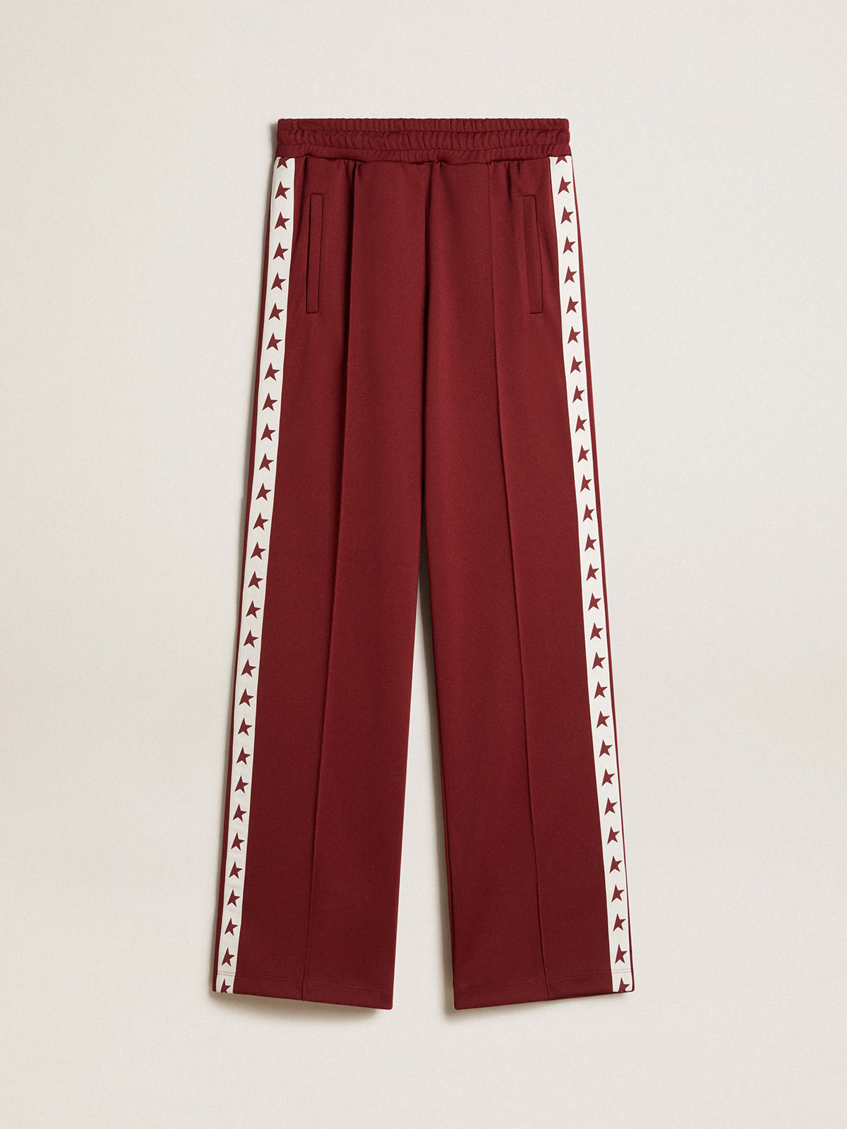 Golden Goose - Women’s burgundy joggers with stars on the sides in 