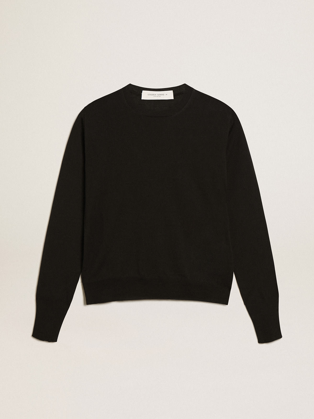 Women's round-neck sweater in black wool | Golden Goose