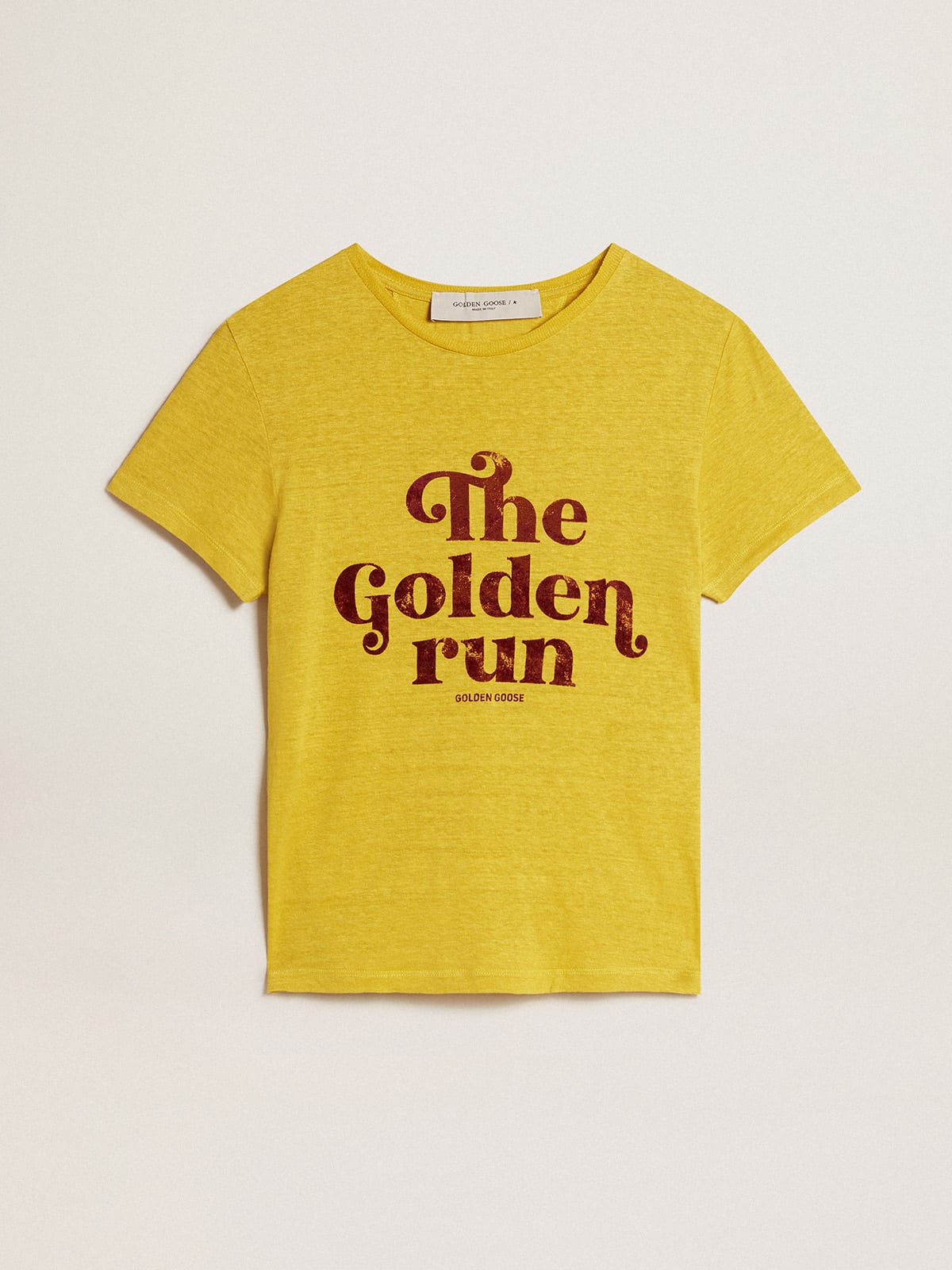 Golden Goose - T-Shirt da donna in lino color giallo granturco in 
