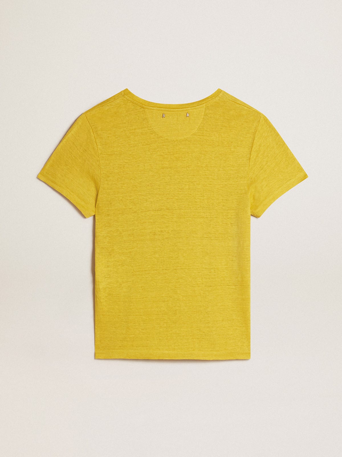 Golden Goose - T-Shirt da donna in lino color giallo granturco in 