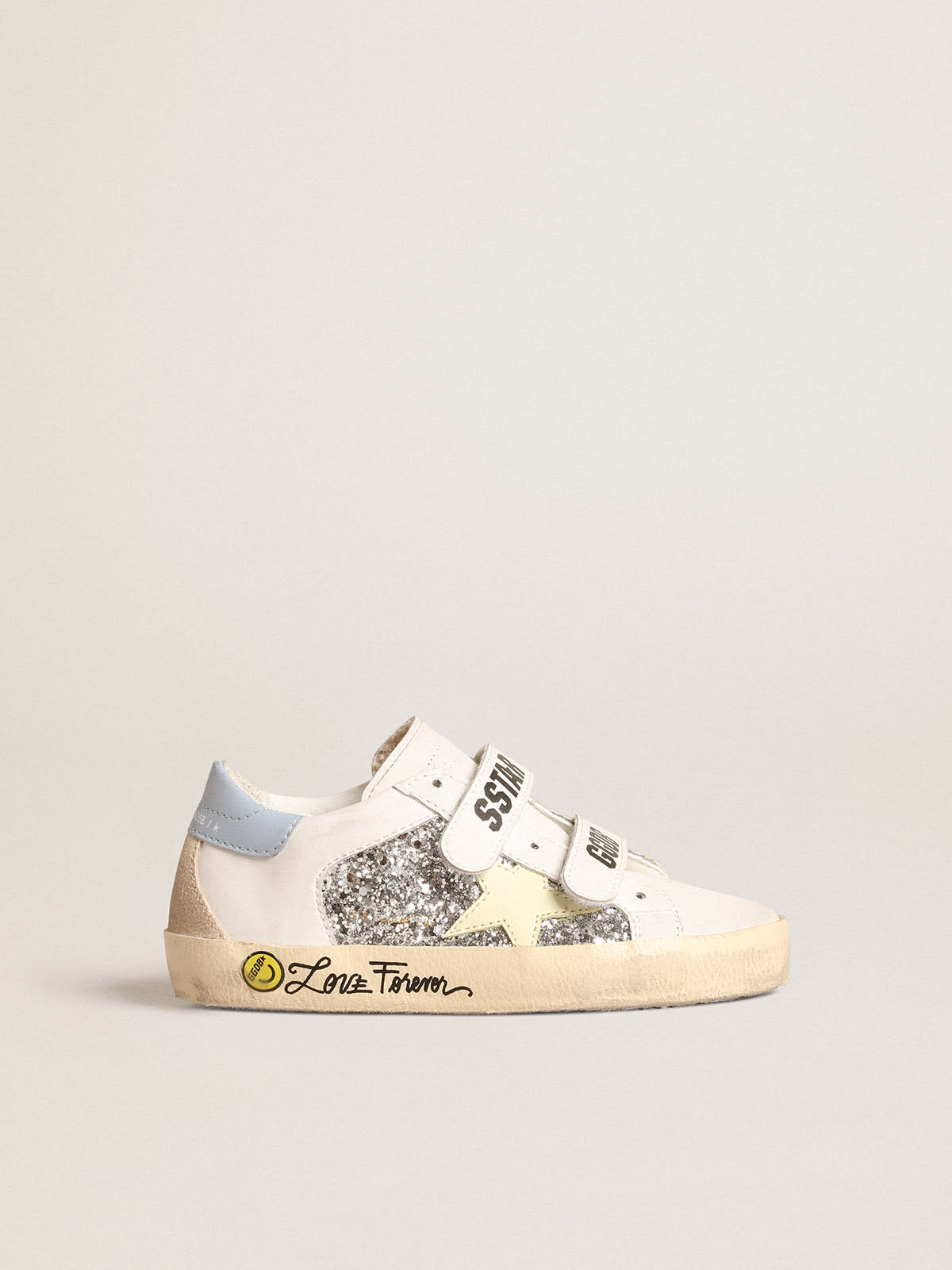 Golden Goose - Bio-based Old School Young with yellow star and glitter inserts in 