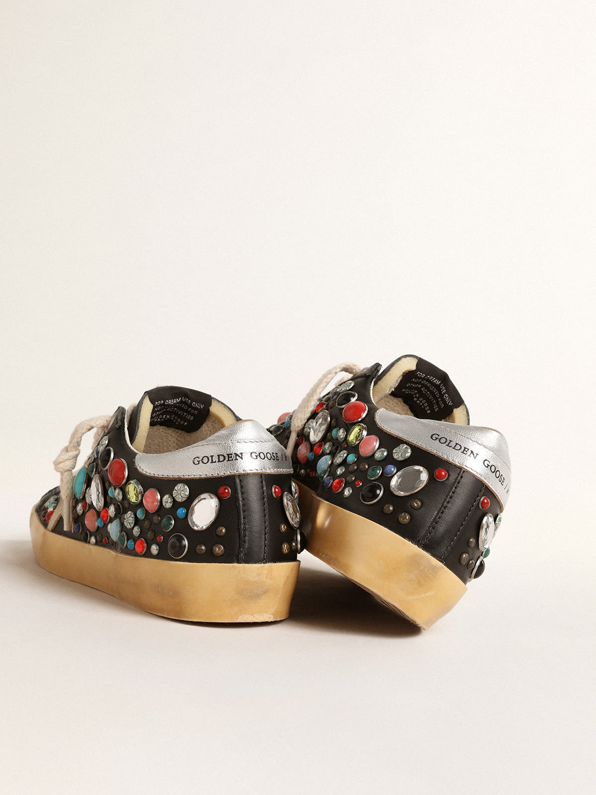 Golden Goose - Super-Star with multicolored studs and beige suede star in 