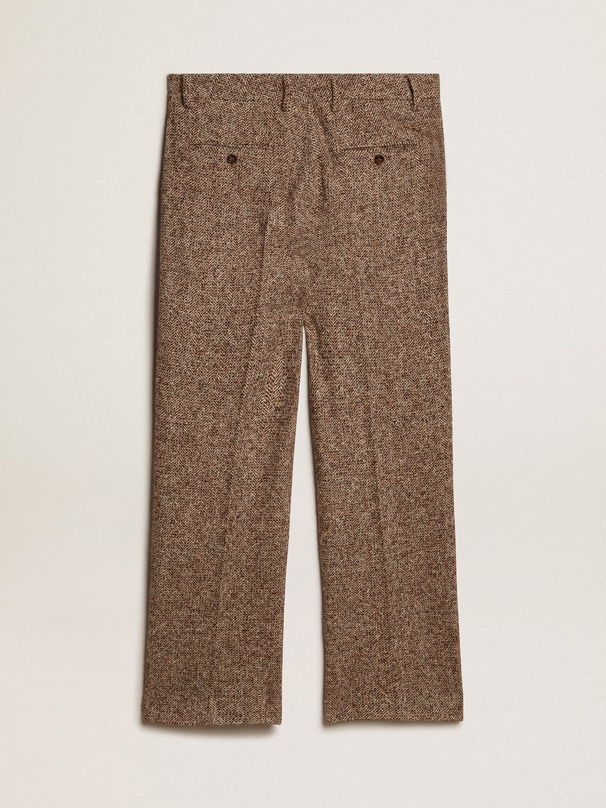 Golden Goose - Pantalone da uomo in misto lana e seta color beige e marrone in 