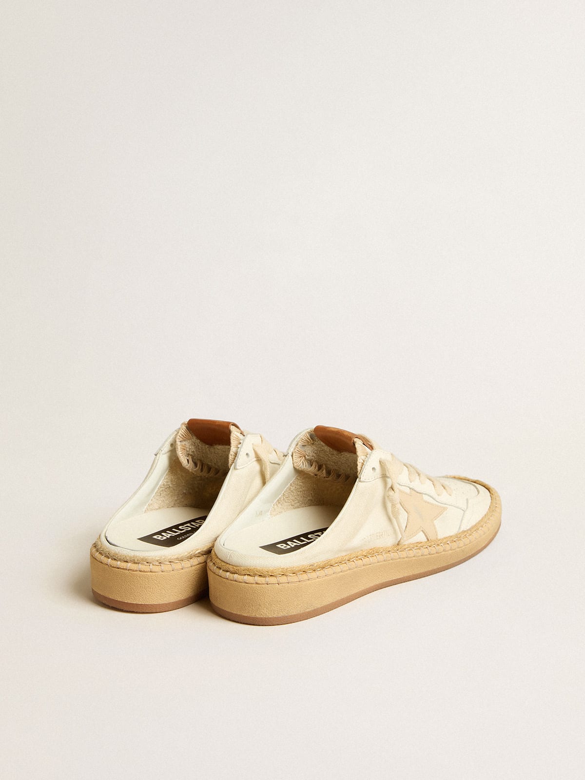 Golden Goose - Ball Star Sabots LTD with beige leather star and raffia trim in 