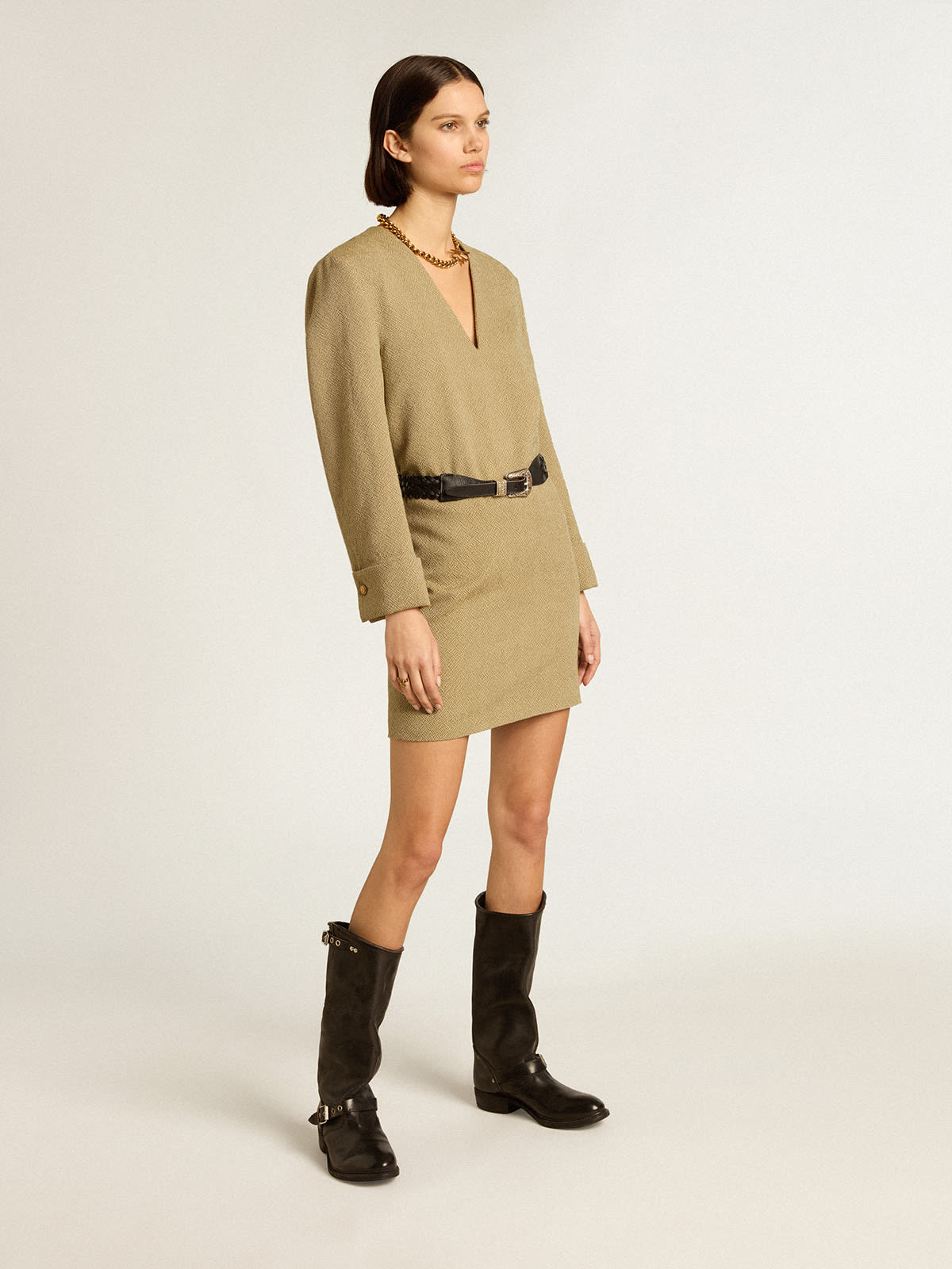 Golden Goose - Pale beech-colored short woolen dress  in 