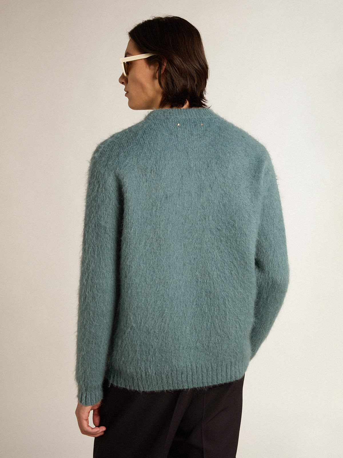 Powder-blue mohair sweater