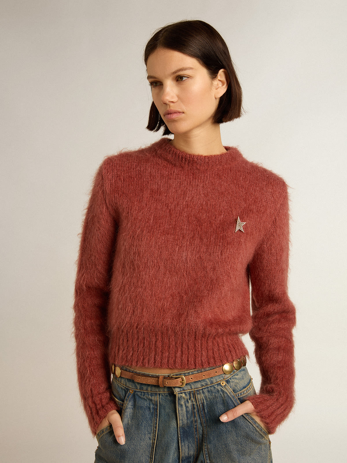 Golden Goose - Dark lilac mohair cropped sweater in 