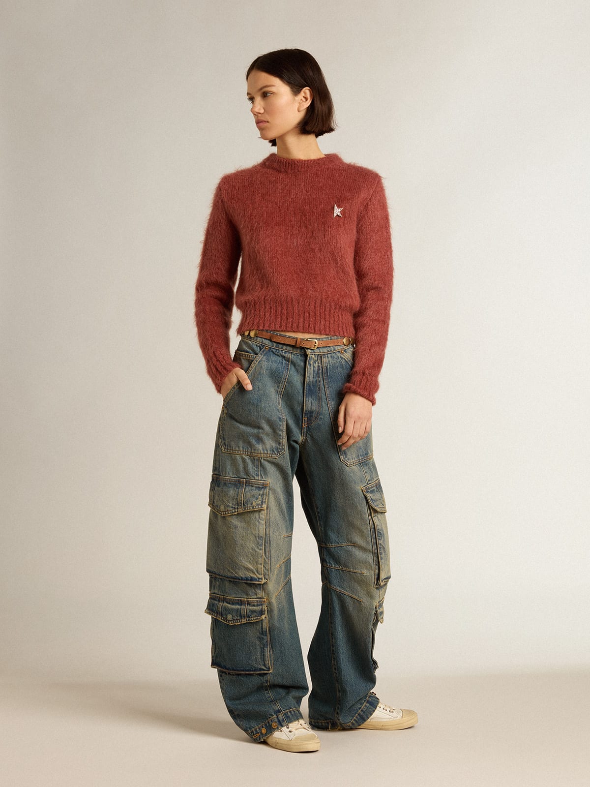 Golden Goose - Dark lilac mohair cropped sweater in 