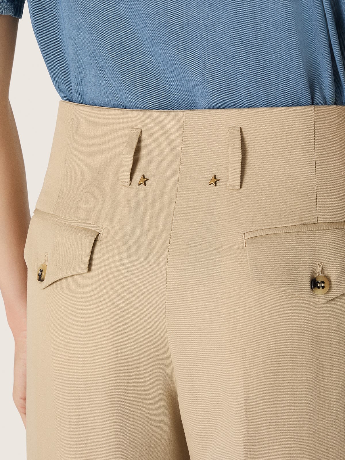 Women's wool gabardine pants in sand | Golden Goose