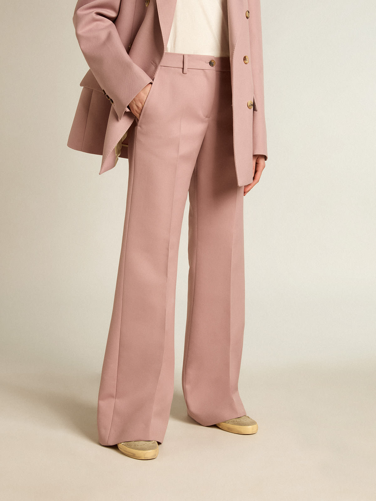 Golden Goose - Pantalón en tejido sartorial color rosa in 
