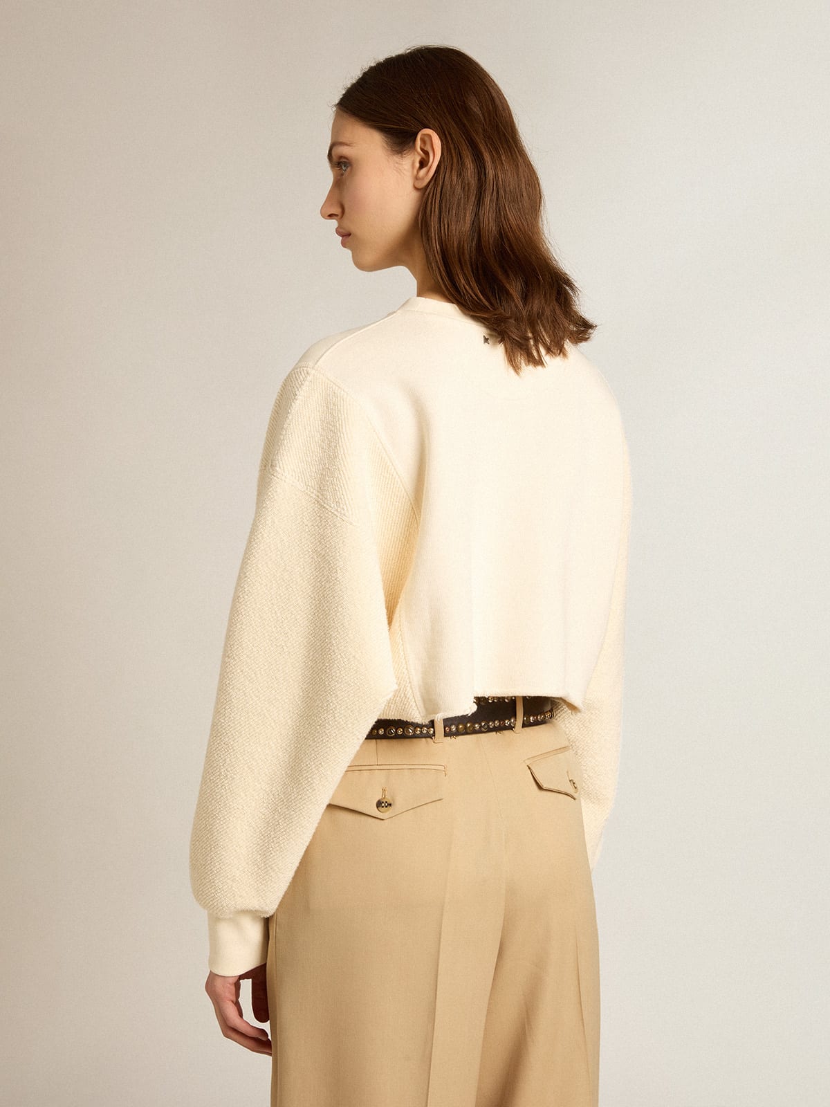 Cream cropped shop sweater