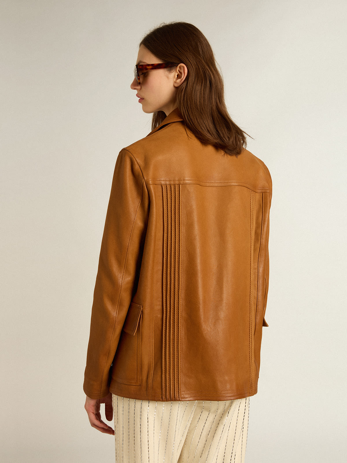 Golden Goose - Bronze-brown leather jacket in 
