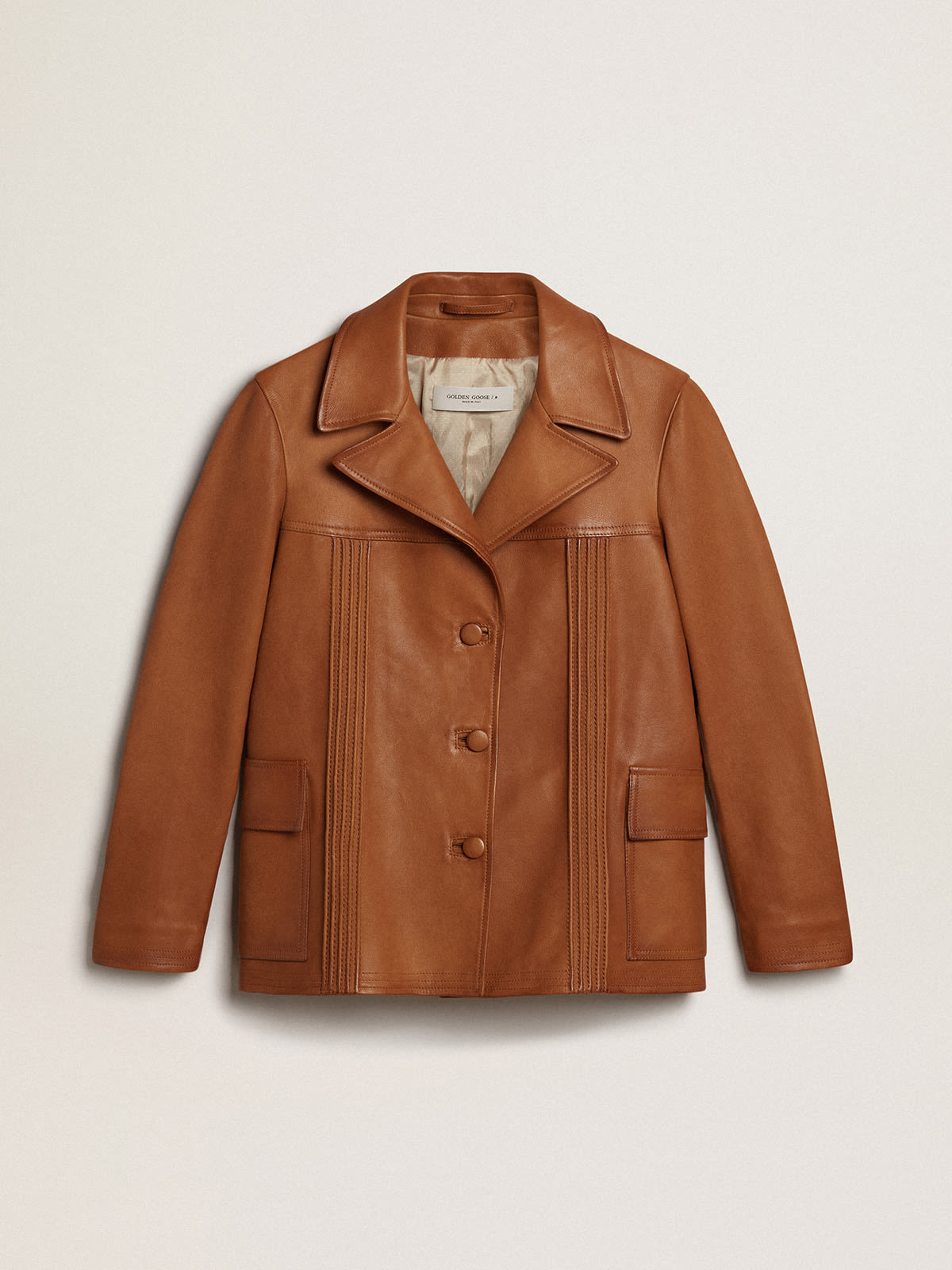 Bronze-brown leather jacket | Golden Goose