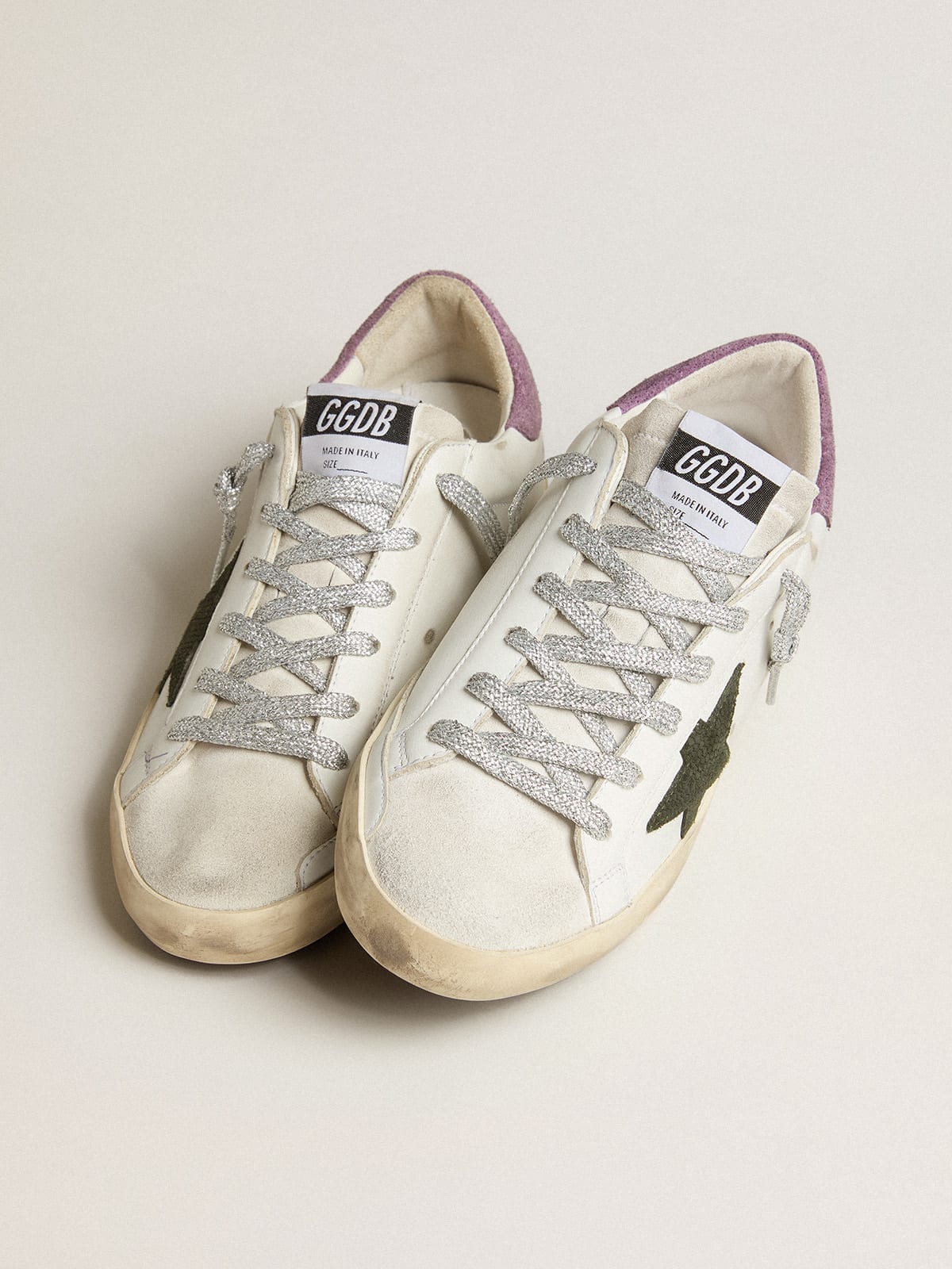 Super-Star with green snake-print suede star and purple heel tab | Golden  Goose