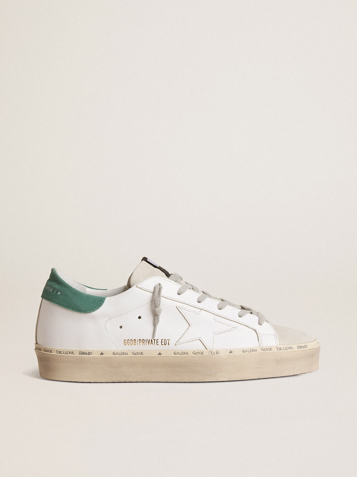 Hi Star LTD sneakers with white leather star and aqua-green suede heel tab  | Golden Goose