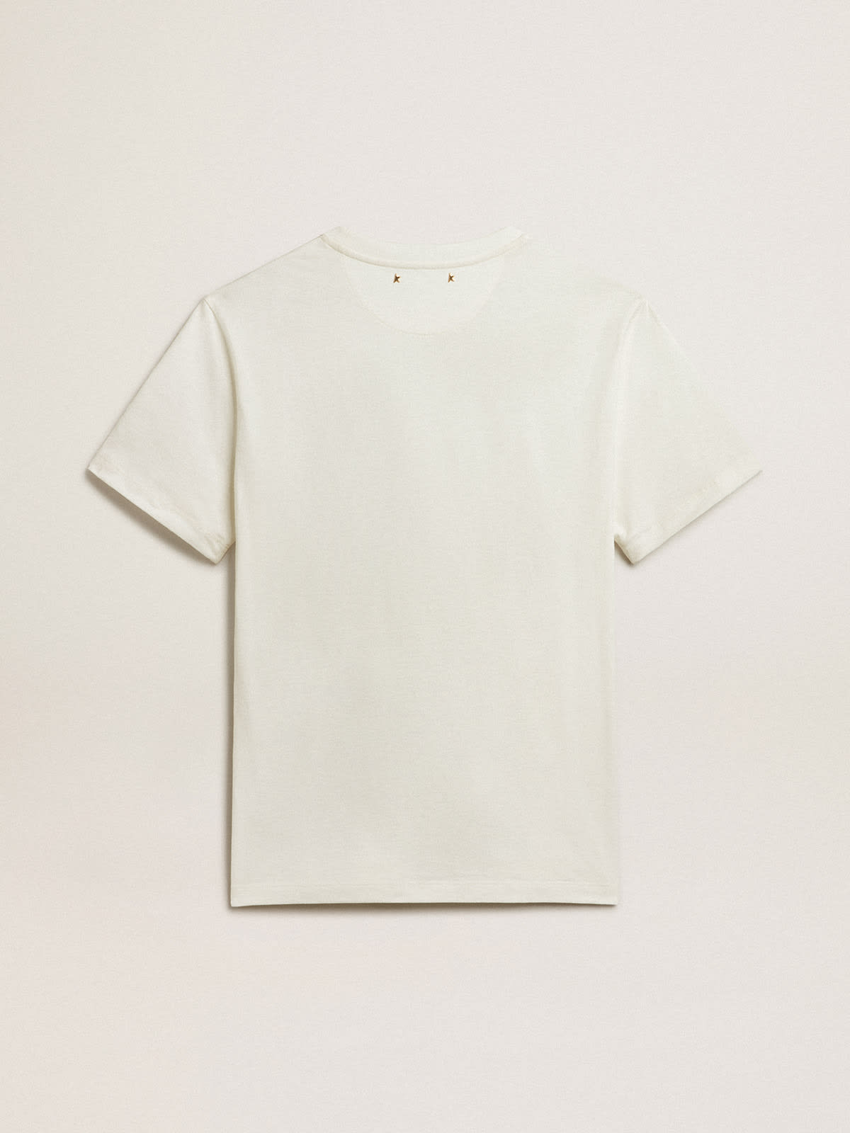 Golden Goose - Camiseta de algodón blanco con flor estampada en el delantero in 