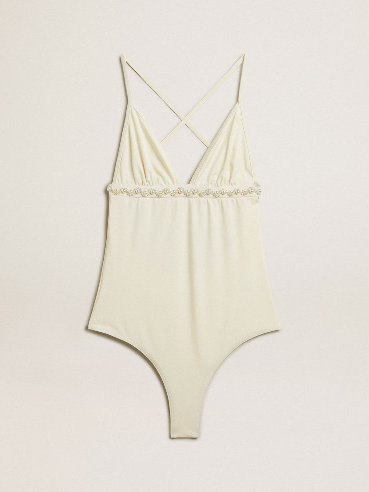 Golden Goose - White one-piece swimsuit with beading in 