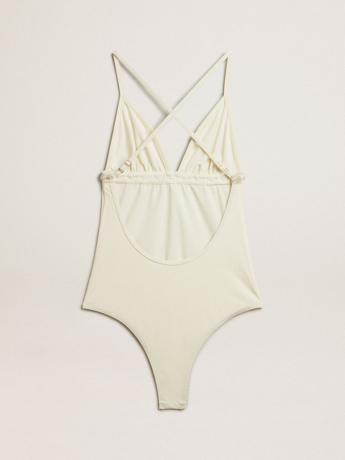 Golden Goose - White one-piece swimsuit with beading in 