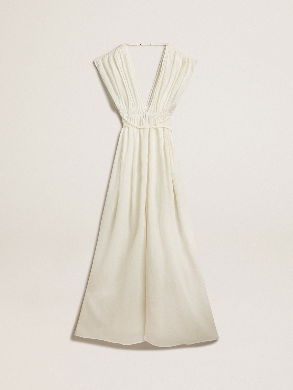 Golden Goose - Kaftan dress in aged white jacquard cotton in 