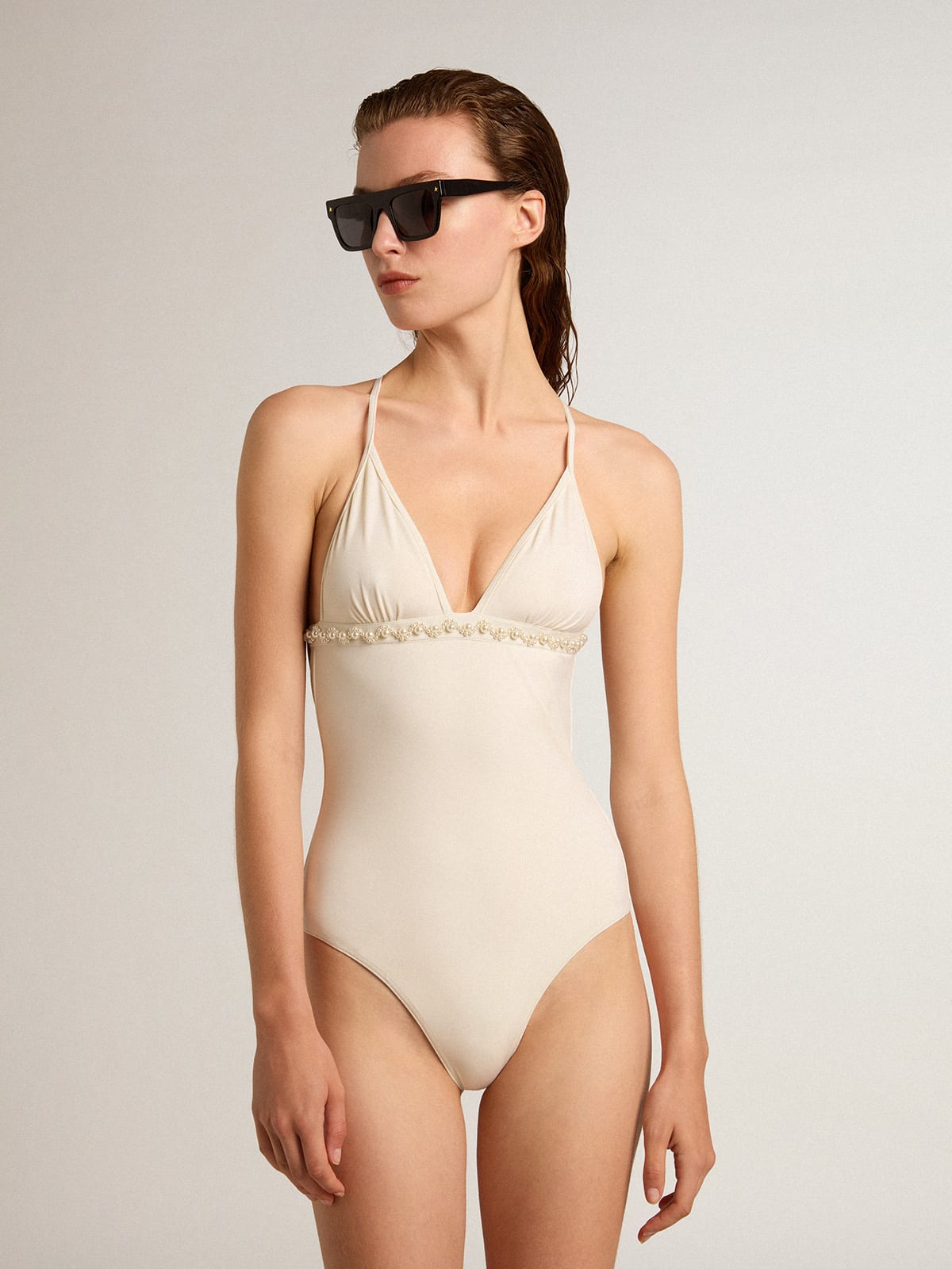 Basic One piece Pale Beige Swimwear